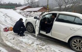 寧強(qiáng)公安：車(chē)輛被困雪地 民警及時(shí)救援縮略圖